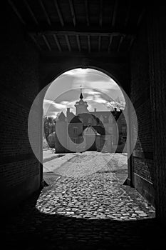 Hof te Melis castle, Lippelo, Puurs, Belgium in infra red black and white