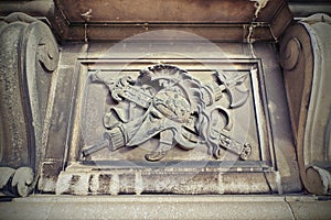 Hofburg palace. Detail on wall - landmark attraction in Vienna, Austria