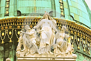 Hofburg Palace imperial palace-roof statue in the centre of Vienna.