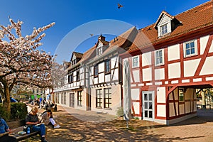 Hofheim, Germany - Old historic square with tower and city wall of Hofheim called `Platz am Untertor