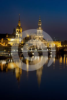 Hofkirche Church, Royal Palace -night skyline-Dresden Germany