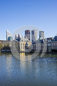 Hofvijver - Dutch Parliament, Government and The Hague skykine reflection