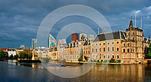 Hofvijver lake and Binnenhof , The Hague