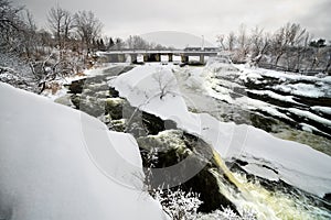 Hog's Back Falls in Ottawa, Canada in Winter