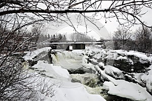 Hog's Back Falls in Ottawa, Canada in Winter