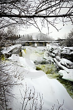 Hog's Back Falls in Ottawa, Canada in Winter.