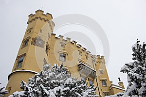 Hohenschwangau Castle in the Middle of Winter full of snow