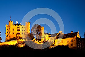 Hohenschwangau castle by night, Bavaria