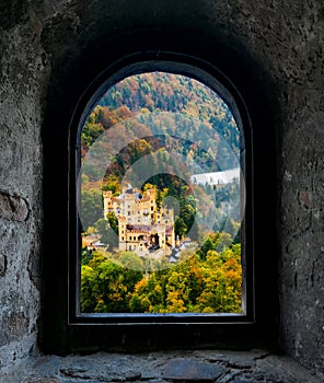 Hohenschwangau Castle from an old stone window