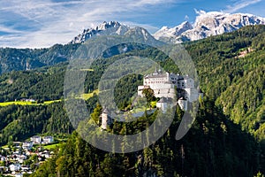 Hohenwerfen Castle in Austria near Salzburg. Castle on Hilltop in Alps photo