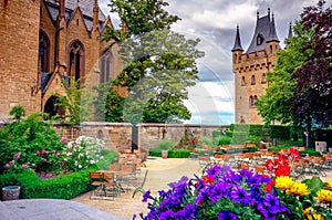 Hohenzollern Castle Burg Hohenzollern at the swabian region of Baden-Wurttemberg.