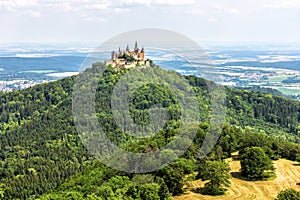 Hohenzollern Castle or Burg on mountain top, Germany, Europe