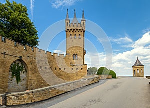 Hohenzollern Castle entrance, road to mountain top in Stuttgart vicinity, Germany