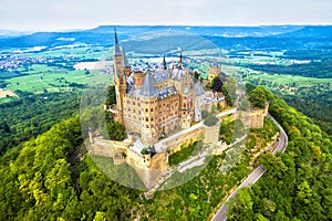 Hohenzollern Castle on mountain, Germany photo