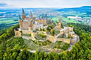 Hohenzollern Castle on mountain, Germany photo
