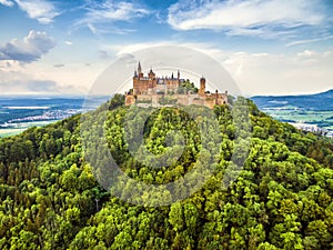 Hohenzollern Castle on mountain top, Germany