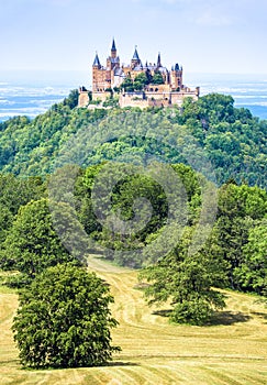 Hohenzollern Castle on mountain top, Germany