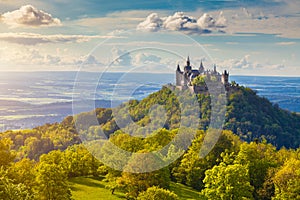 Hohenzollern Castle at sunset, Baden-WÃÂ¼rttemberg, Germany photo