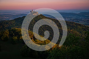 Hohenzollern Castle at sunset. Germany Baden Wuerttemberg