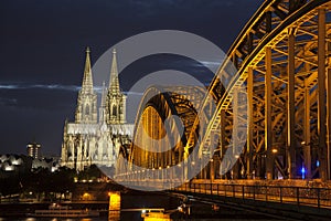 Hohenzollernbrucke Bridge and Cathedral; Cologne