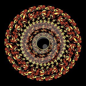 Hohloma traditional pattern on a black. vector illustration