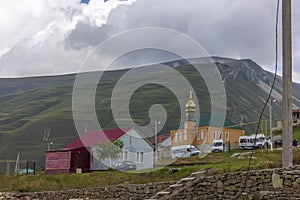 Hoi, Vedensky district, Chechen Republic, Russia - 10.08.2019: New modern mosque