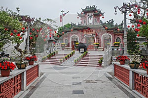 Hoi An, Vietnam - 7 Feb, 2024: Phuoc Kien Hoi Quan, Fukien Chinese Congregation Assembly Hall and Temple, Hoi An Old Quarter photo