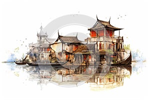 hoian isolated on white background. Generated by AI