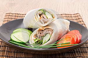 Hoisin duck wrap sandwich photo