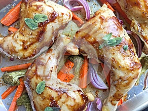 Hoisin-sauce roasted chicken quarters photo
