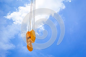 Hoist crane hook head clean new with blue sky