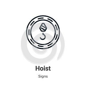 Hoist outline vector icon. Thin line black hoist icon, flat vector simple element illustration from editable signs concept