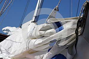 Hoisting the main sail