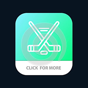 Hokey, Ice Sport, Sport, American Mobile App Button. Android and IOS Line Version