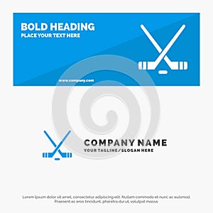 Hokey, Ice Sport, Sport, American SOlid Icon Website Banner and Business Logo Template
