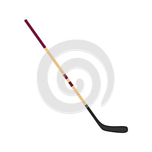 Hokey stick flat design vector illustration. Hokey puck stick isolated, sport ice icon, game equipment, goal or competition,