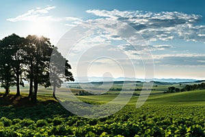 Hokkaido allure Mind seven hill tree and farm field panorama