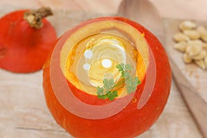 Hokkaido pumpkin cream soup photo