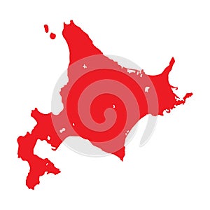 Hokkaido vector illustration. Hokkaido island and prefecture map contour