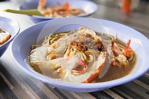 Hokkien Soup Prawn Noodles Closeup