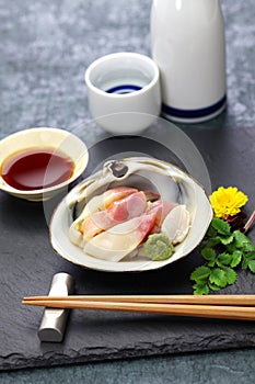 Hokkigai sashimi, japanese cuisine