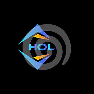HOL abstract technology logo design on Black background. HOL creative initials letter logo concept photo