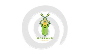 Holand windmill with corn logo design vector icon symbol illustration photo