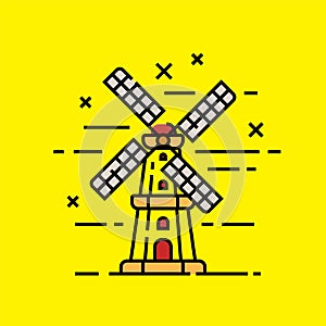 Holand windmill line icon