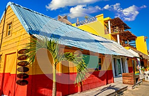 Holbox Island colorful Caribbean houses Mexico photo