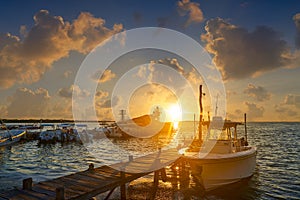 Holbox island port sunset in Quintana Roo photo