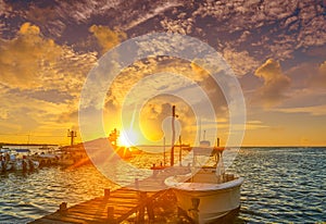 Holbox island port sunset in Quintana Roo