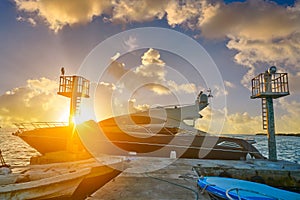 Holbox island port sunset in Quintana Roo