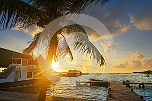 Holbox island port sunset in Quintana Roo photo