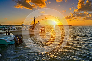 Holbox island port sunset in Quintana Roo